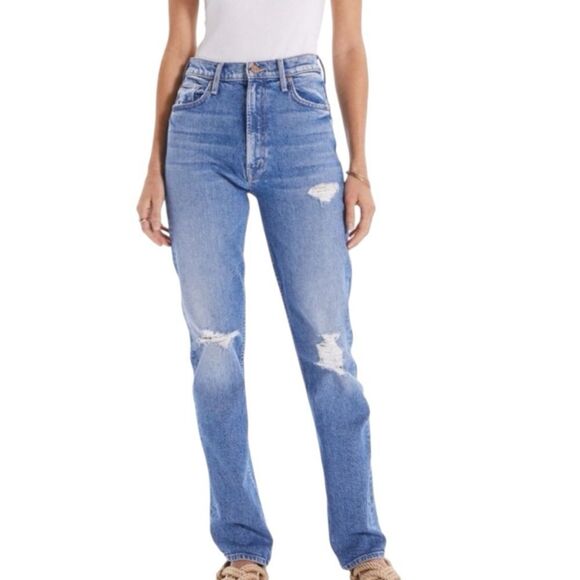 MOTHER High Waisted Rider Skimp in Bloom and Doom Demin Jeans Size 32 📦 - Picture 1 of 13